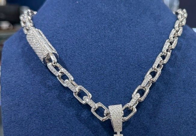 Silver link lab grown diamond chain