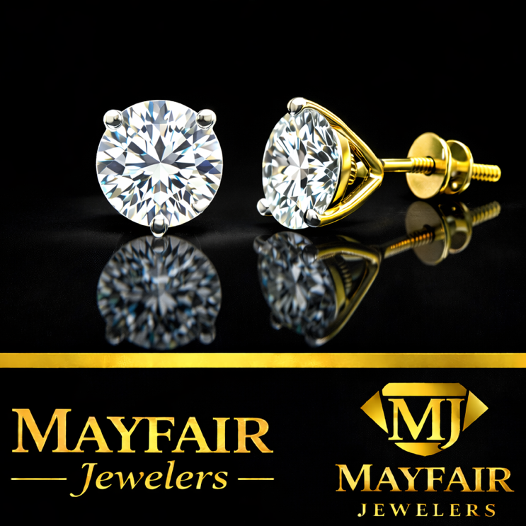 GOLD AND LAB GROWN DIAMONDS SOLITAIRE STUDS