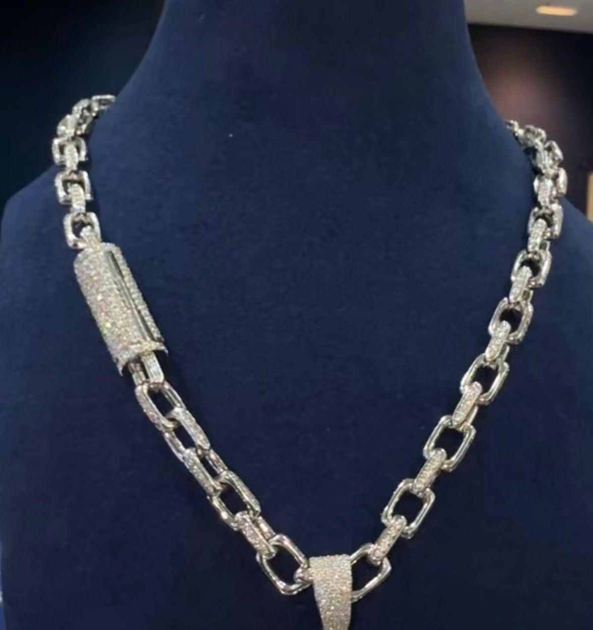 Silver link lab grown diamond chain