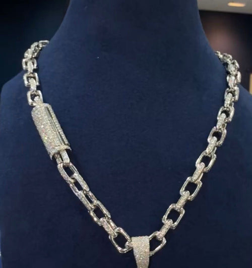 Silver link lab grown diamond chain