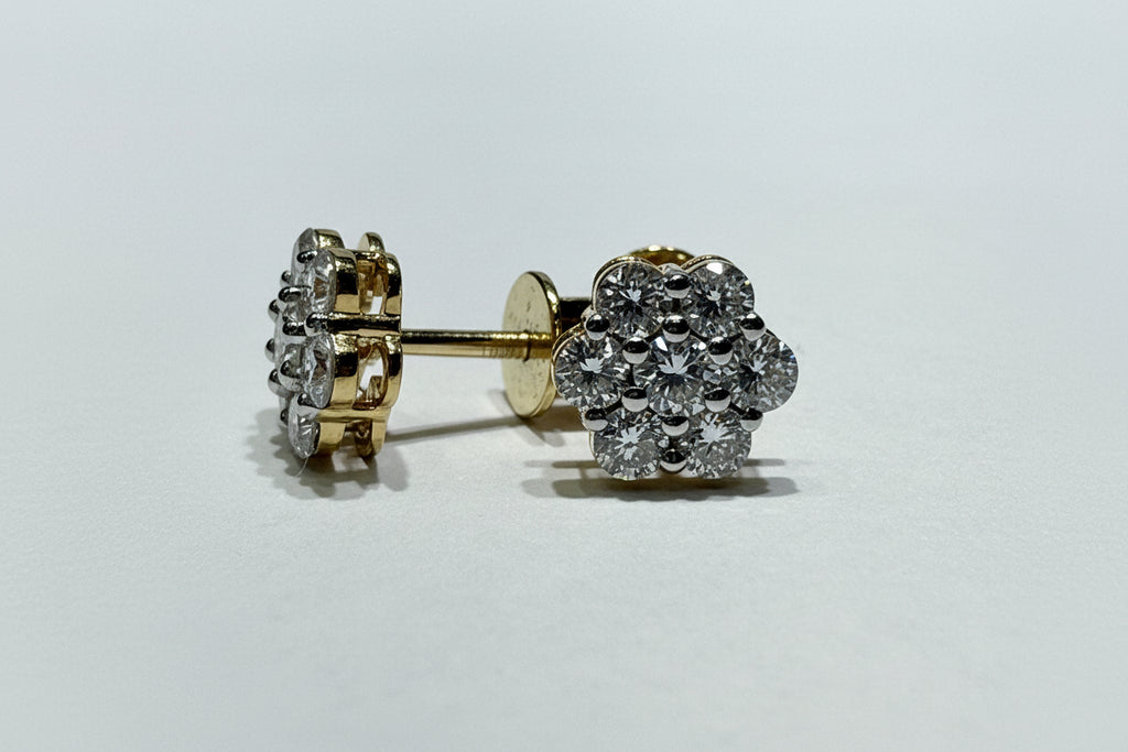 10kt yellow gold and lab grown diamond earrings 1.25CTW