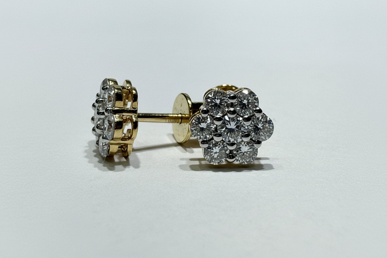 10kt yellow gold and lab grown diamond earrings 1.25CTW